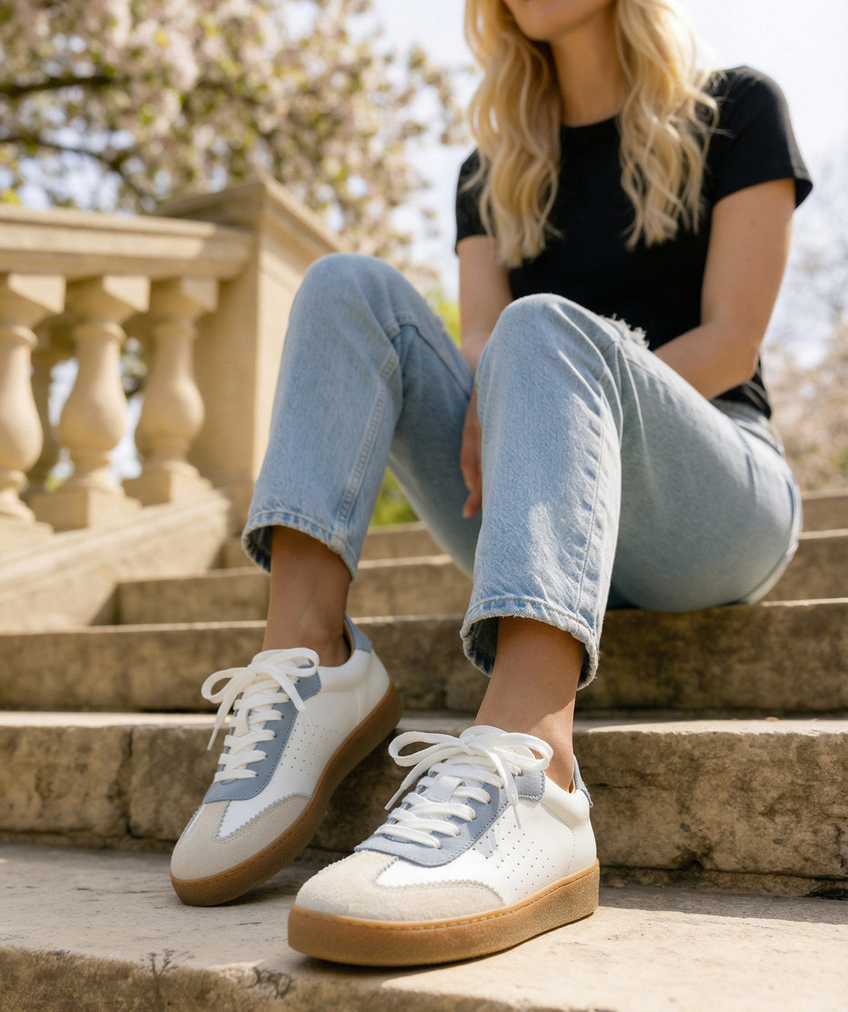 JANE Sky Blue and White Sneakers