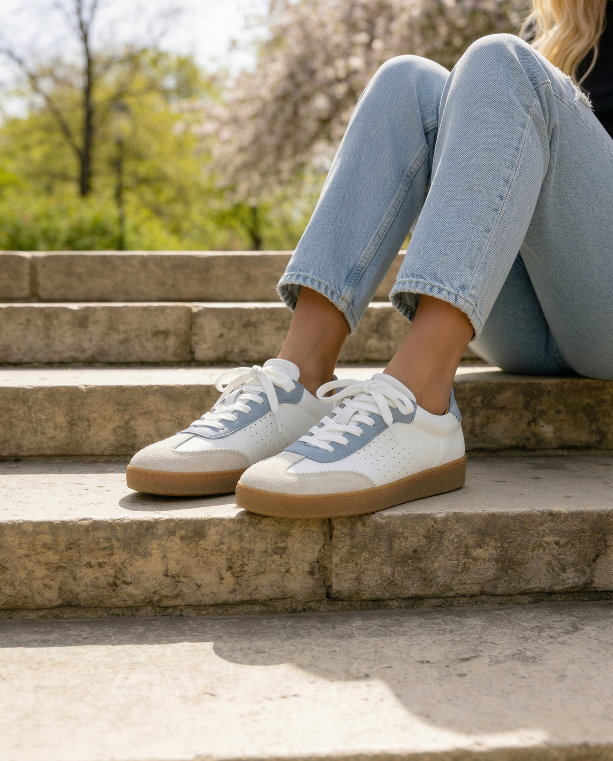 JANE Sky Blue and White Sneakers