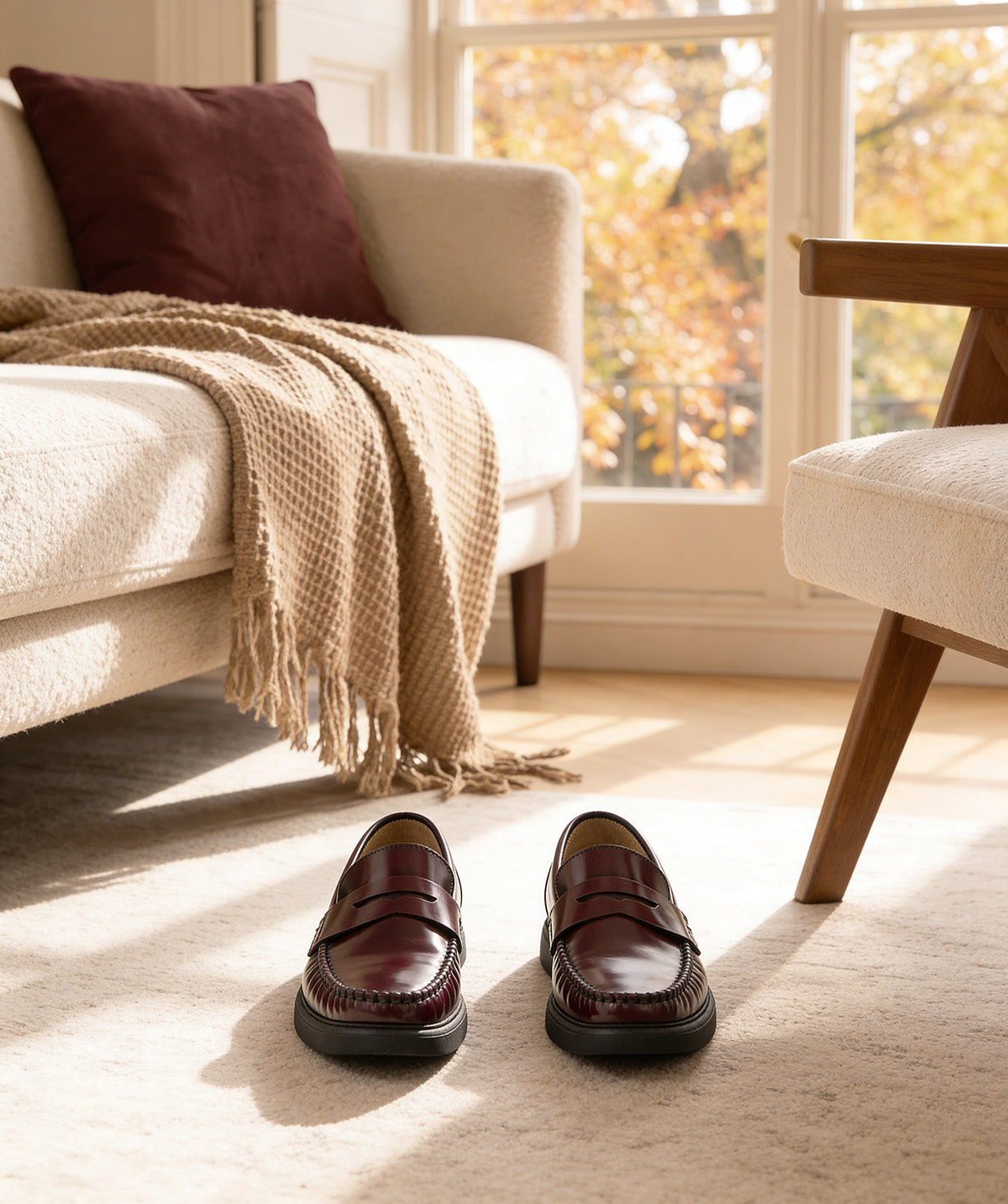 EDUARDO Burgundy Smooth Loafers