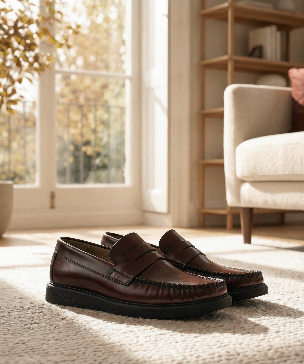 EDUARDO Burgundy Smooth Loafers