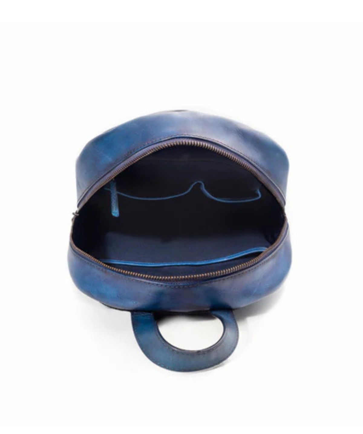 Patinated Blue Leather Backpack