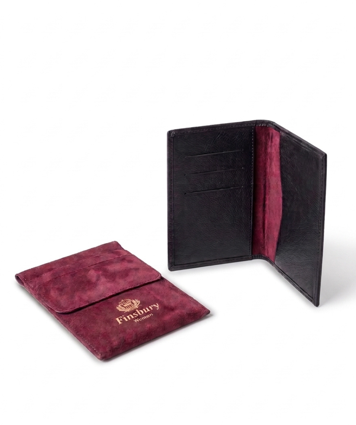 Passport Holder - Burgundy suede interior