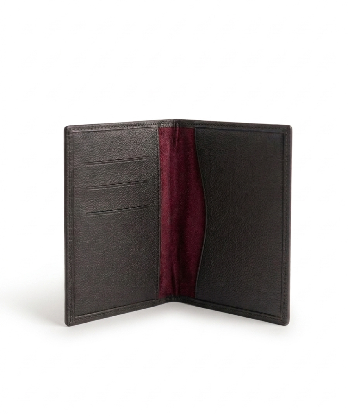 Passport Holder - Burgundy suede interior