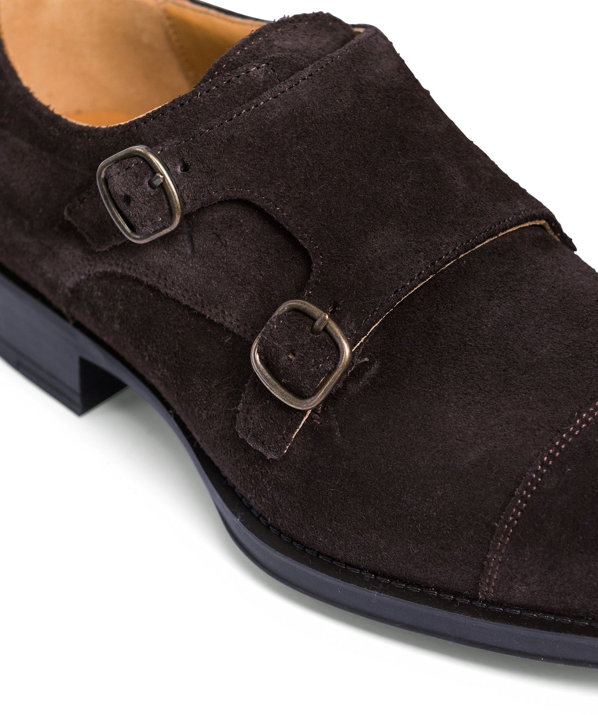 SHELTON Buckle Shoes Suede Brown